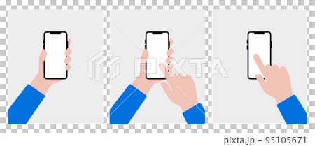 Illustration set of hands operating smartphones Illustration set of hands operating smartphones 95105671