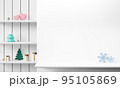 3D rendering white table or counter in white room, with Christmas decoration. 95105869