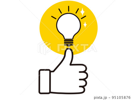 ひらめき,解決,電球,注目,指,決定,電気,アイデア,発見,発想,電源,思いつく,チェック,なるほど 95105876