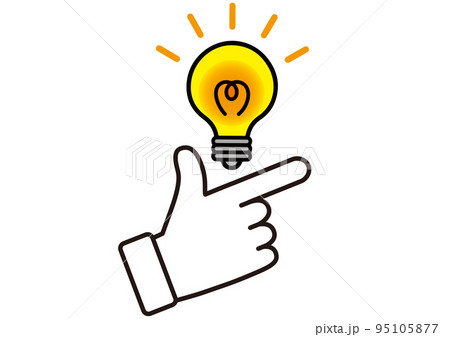 ひらめき,解決,電球,注目,指,決定,電気,アイデア,発見,発想,電源,思いつく,チェック,なるほど 95105877