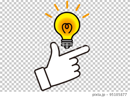 ひらめき,解決,電球,注目,指,決定,電気,アイデア,発見,発想,電源,思いつく,チェック,なるほど 95105877