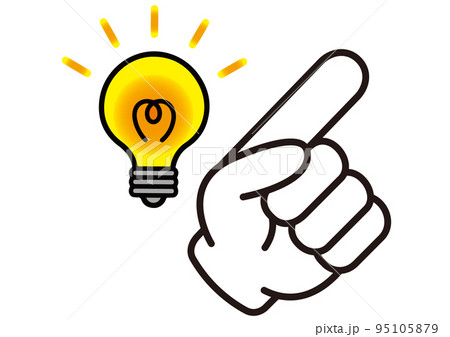 ひらめき,解決,電球,注目,指,決定,電気,アイデア,発見,発想,電源,思いつく,チェック,なるほど 95105879