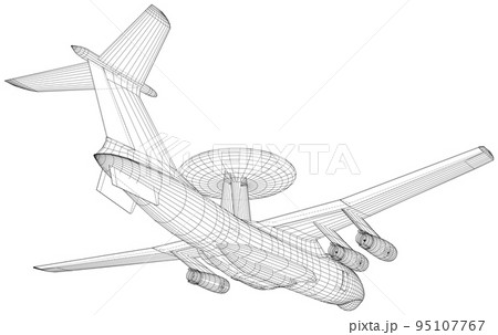 Isometric AWACS Airplane, Radar Aircraft, Military Air Force Plane. Vector Illustration of 3d 95107767