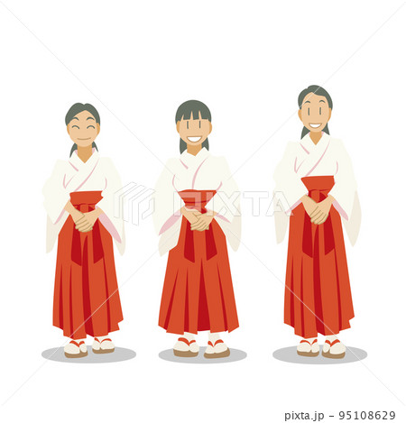 巫女衣装を着た3人の女性たち 巫女衣装を着た3人の女性たち 95108629