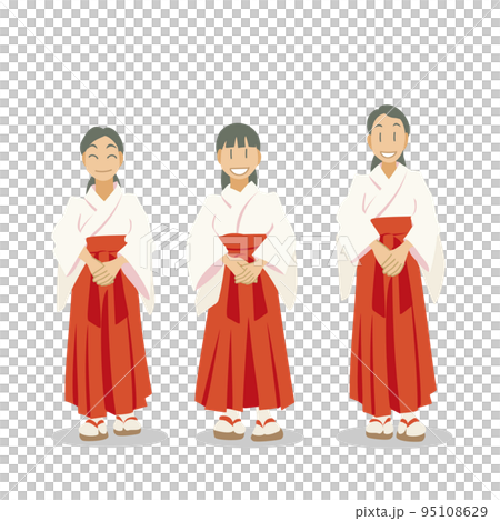 巫女衣装を着た3人の女性たち 巫女衣装を着た3人の女性たち 95108629