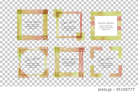 Transparent watercolor autumn colored square border 95108777