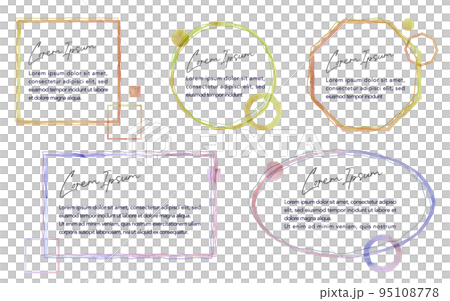 Transparent watercolor autumn color square circular border 95108778