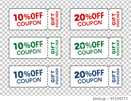 10% OFF / 20% OFF：優惠券以不同顏色設置 郵票狀字符 95109775
