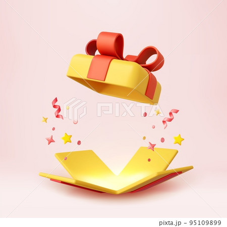 3d Cute Surprise Gift Box With Falling Confetti 95109899