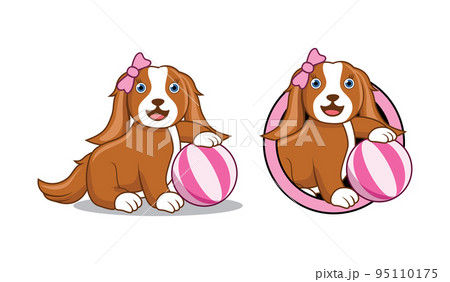 Cute dog cartoon character design illustration , suitable for your design needs, logo, illustration, animation, etc. 95110175