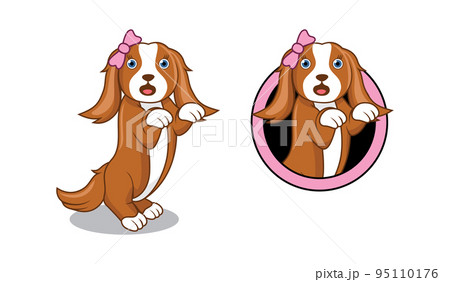 Cute dog cartoon character design illustration , suitable for your design needs, logo, illustration, animation, etc. 95110176