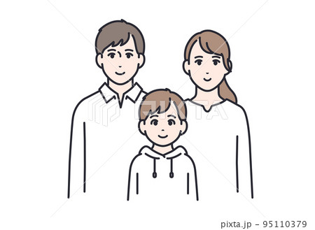 3人家族:若い夫婦と子供1人のベクターイラスト素材 3人家族:若い夫婦と子供1人のベクターイラスト素材 95110379