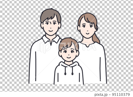 三人家庭:一對年輕夫婦和一個孩子的矢量插圖素材 三人家庭:一對年輕夫婦和一個孩子的矢量插圖素材 95110379