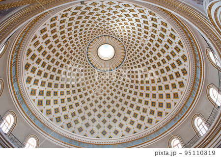 Interior of the dome of the Mosta rotunda. Malta 95110819