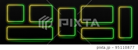 Neon frames, isolated colorful led borders set 95110877