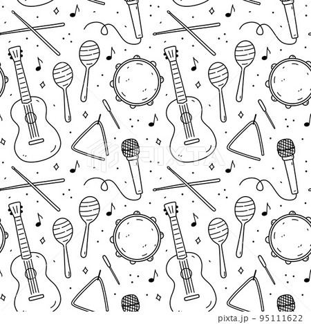 Cute seamless pattern with musical instruments Cute seamless pattern with musical instruments 95111622
