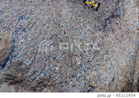 Aerial view of large landfill. Waste garbage dump, environmental pollution 95111954