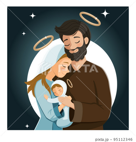 Holy Family. Nativity night scene. Birth of Christ. Christmas season 95112346