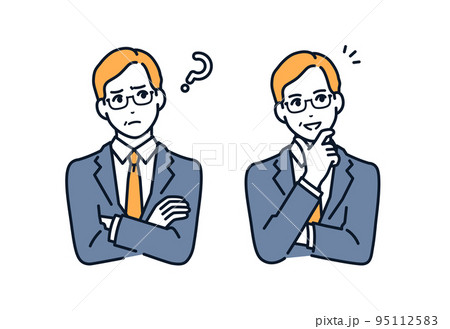 悩みを解決したミドルのビジネスマンのベクターイラスト素材 悩みを解決したミドルのビジネスマンのベクターイラスト素材 95112583