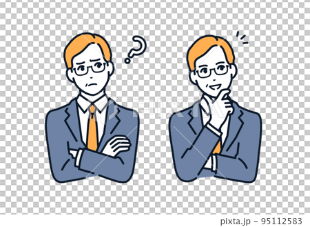 悩みを解決したミドルのビジネスマンのベクターイラスト素材 悩みを解決したミドルのビジネスマンのベクターイラスト素材 95112583