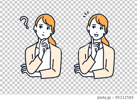 Vector illustration material of a woman in a suit who solved her troubles 95112585