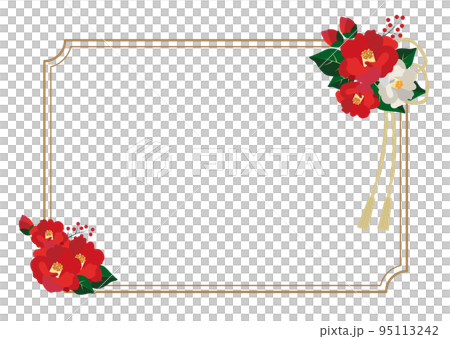 椿の花 和風 フレーム枠 椿の花 和風 フレーム枠 95113242