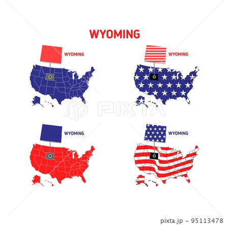 Wyoming map with usa flag design illustration vector eps format , suitable for your design needs, logo, illustration, animation, etc. 95113478