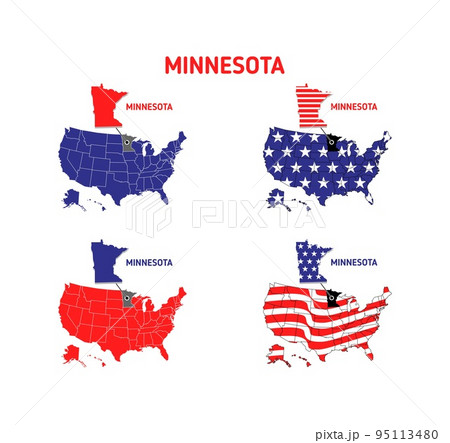 Minnesota map with usa flag design illustration vector eps format , suitable for your design needs, logo, illustration, animation, etc. 95113480