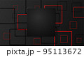 Vector black square background geometric shapes red lines overlap 95113672
