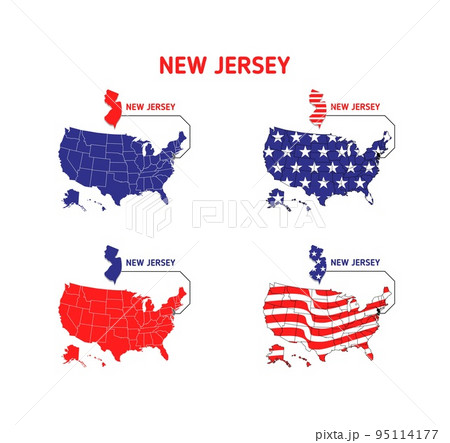 New Jersey map with usa flag design illustration vector eps format , suitable for your design needs, logo, illustration, animation, etc. 95114177