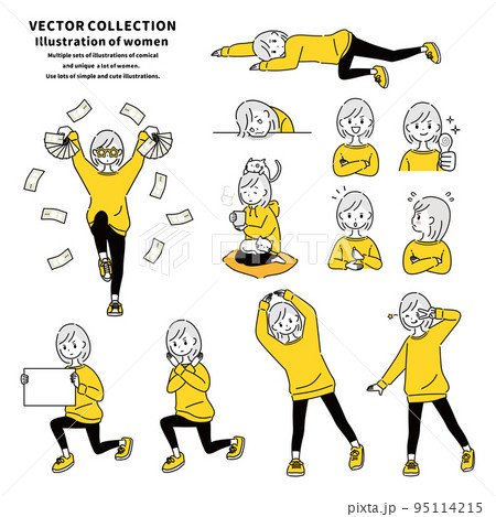 コミカルな女性のセット 95114215