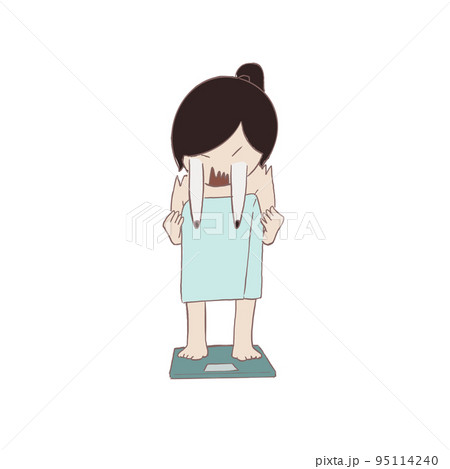 お風呂上がり体重計に乗って自分の重さに驚愕したイラスト 95114240