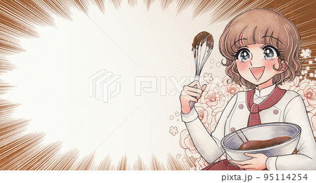 かわいい少女漫画・バレンタインチョコレートを作るパティシエ 95114254
