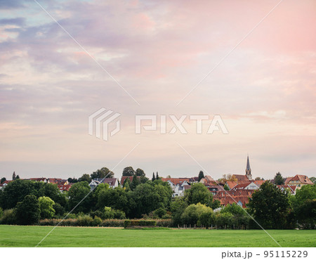 Freiberg am Neckar On the Sunset. Small European town in Baden Wurttemberg, Germany, Europe. Nekar river, southwestern Germany 95115229