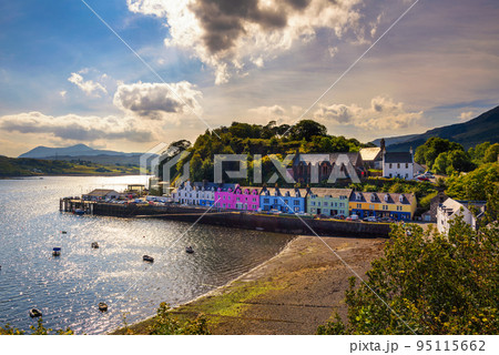 Colorful houses of Portree Harbour on the Isle of Skye in Scotland, UK Colorful houses of Portree Harbour on the Isle of Skye in Scotland, UK 95115662