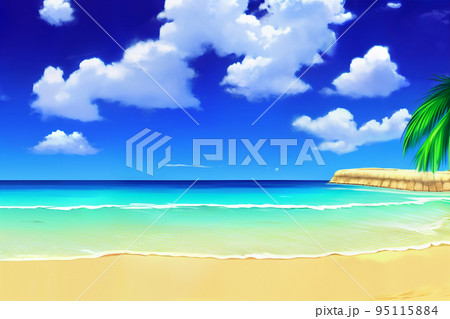砂浜のビーチ (3)のイラスト素材 [95115884] - PIXTA