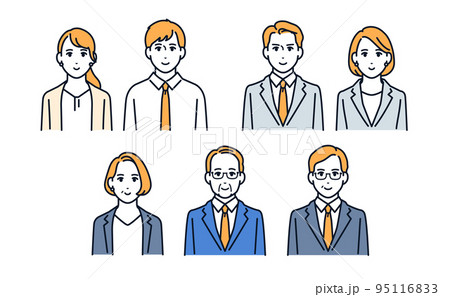 会社員のシンプルな顔アイコンのセット 95116833