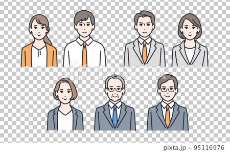 ビジネスパーソンのシンプルな顔アイコンのセット 95116976