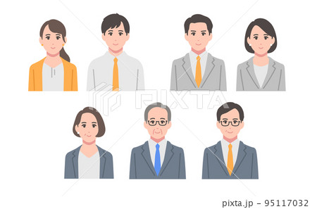 会社員のシンプルな顔アイコンのセット 会社員のシンプルな顔アイコンのセット 95117032