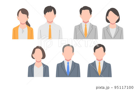 ビジネスパーソンのシンプルな顔アイコンのセット 95117100