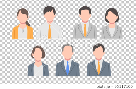 ビジネスパーソンのシンプルな顔アイコンのセット 95117100