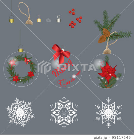 Vector set of Christmas balls and other symbols on a white background Vector set of Christmas balls and other symbols on a white background 95117549