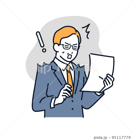 紙を見て青ざめる経営者のベクターイラスト素材 95117779