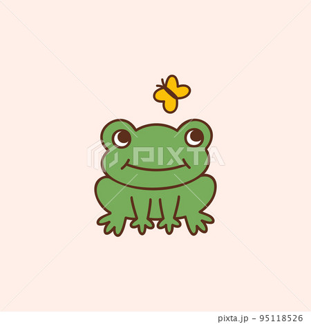 Happy frog and yellow butterfly Happy frog and yellow butterfly 95118526
