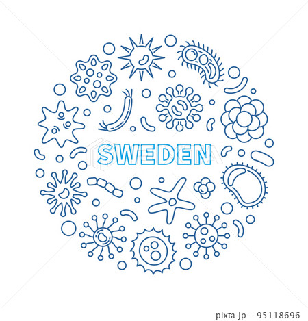 Coronavirus in Sweden vector round outline illustration 95118696