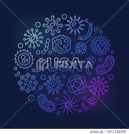 Vector Coronavirus in USA circular colorful outline illustration Vector Coronavirus in USA circular colorful outline illustration 95118698