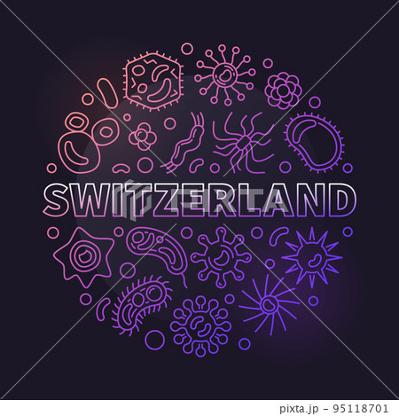 Coronavirus in Switzerland vector round line colorful illustration 95118701