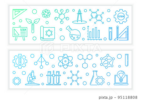 STEM vector concept colorful banners in outline style 95118808