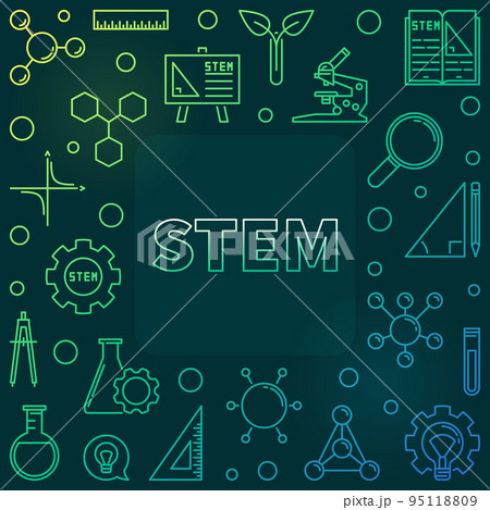 STEM concept outline colored frame. Vector illustration 95118809