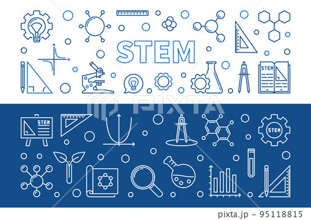 Set of 2 STEM vector concept linear horizontal banners Set of 2 STEM vector concept linear horizontal banners 95118815
